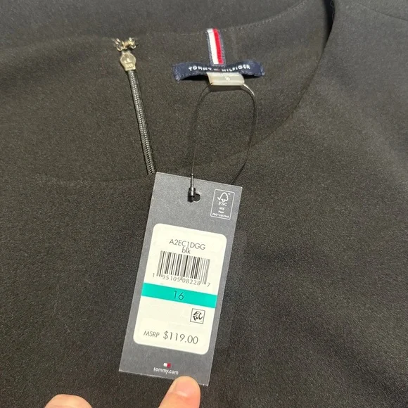 NWT Tommy Hilfiger Black Cap Sleeve Midi Dress Size 16 - Picture 5 of 6